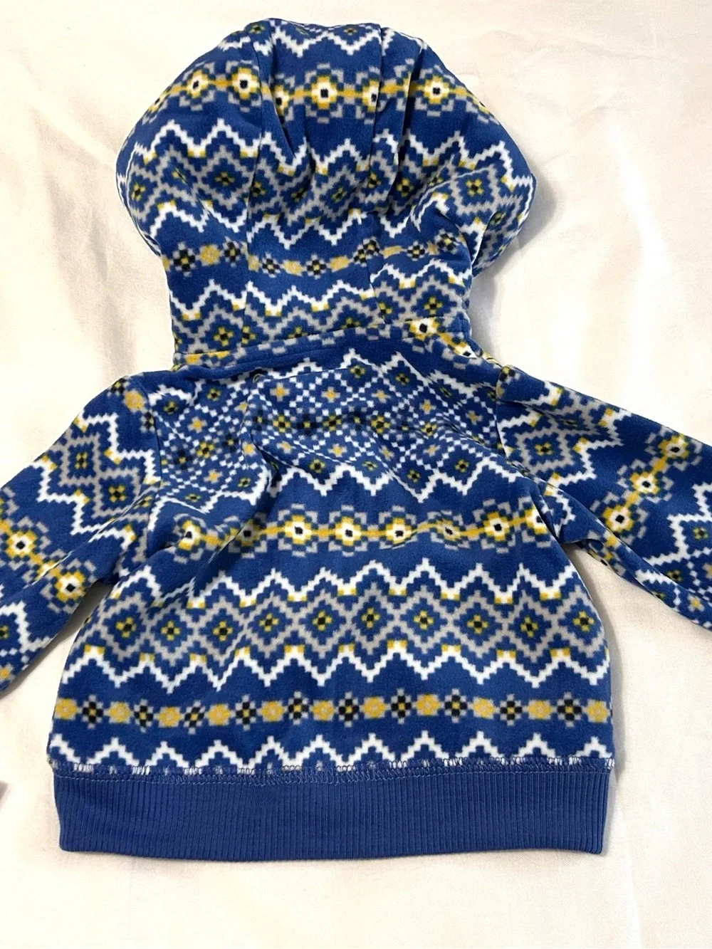 3 month Baby Carter's Blue Patterned Hooded Fleece Jacket with Sherpa Hood NWT